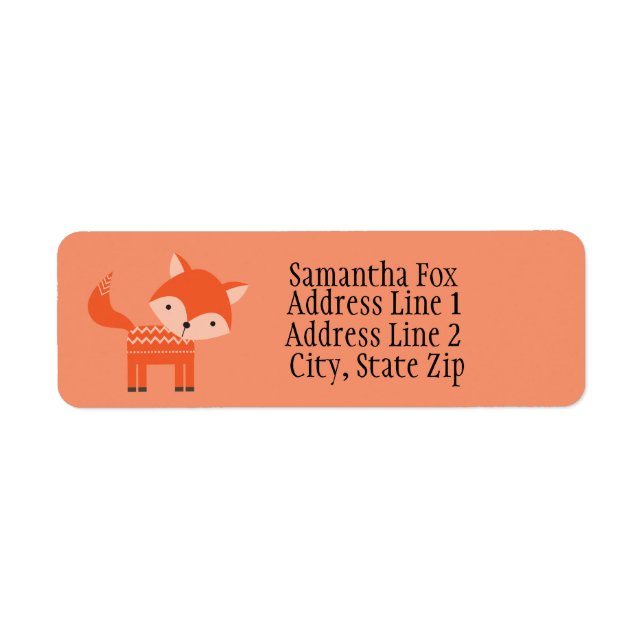 Cute Red Fox Custom Return Address Labels (Front)