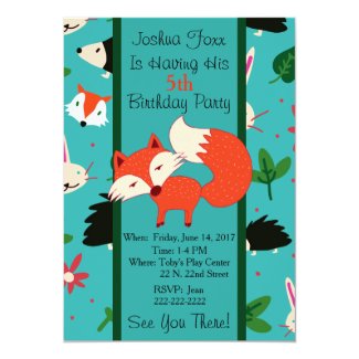 Cute Red Fox Design Children's Birthday Invitation