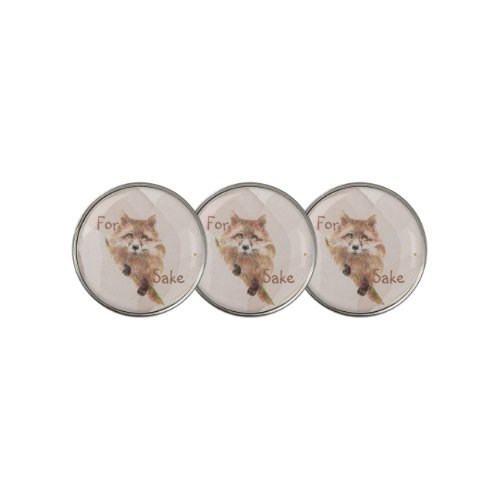 Cute Red Fox Funny For Foxs Sake Quote   Golf Ball Marker