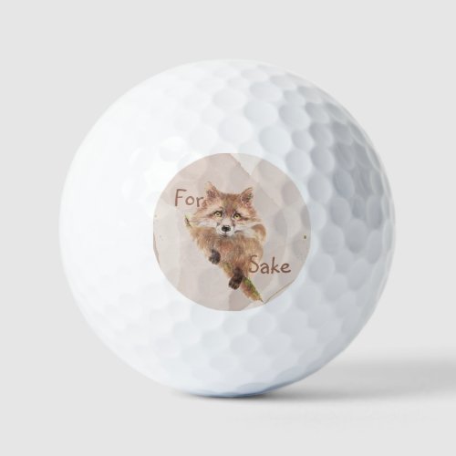 Cute Red Fox Funny For Foxs Sake Quote   Golf Balls