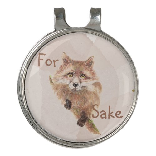Cute Red Fox Funny For Foxs Sake Quote   Golf Hat Clip