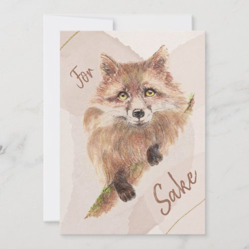 Cute Red Fox Funny For Foxs Sake Quote  T_Shirt Po Card