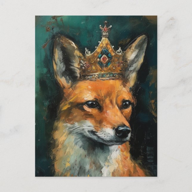Cute Red Fox in a Crown Postcard (Front)