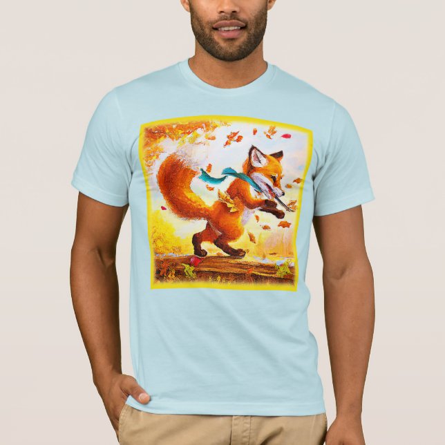 Cute Red Fox in Fall Season Painting. Buy Now T-Shirt (Front)