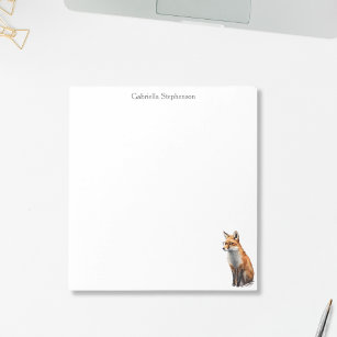 Cute Red Fox In Glasses Watercolor Woodland Animal Notepad