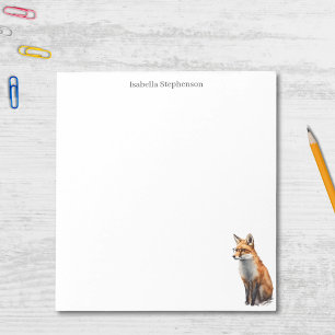 Cute Red Fox In Glasses Watercolor Woodland Animal Notepad