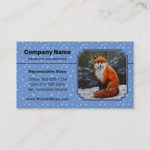 Cute Red Fox in Winter Snow Business Card