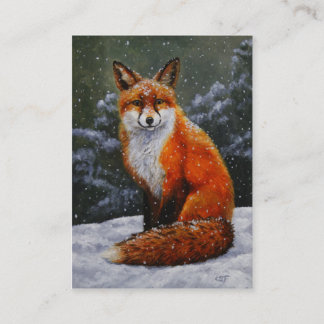 Cute Red Fox in Winter Snow Business Card