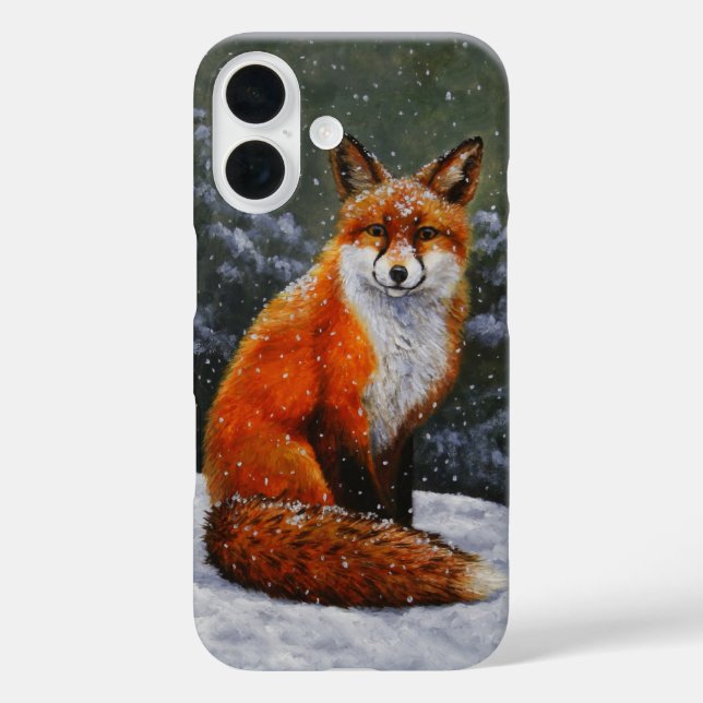 Cute Red Fox in Winter Snow Case-Mate iPhone Case (Back)