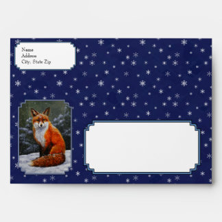 Cute Red Fox in Winter Snow Envelope