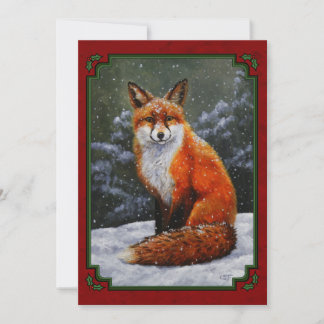 Cute Red Fox in Winter Snow Invitation