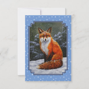 Cute Red Fox in Winter Snow Invitation