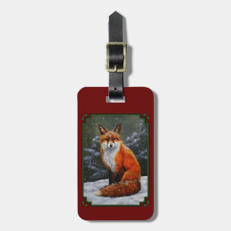 Cute Red Fox in Winter Snow Luggage Tag