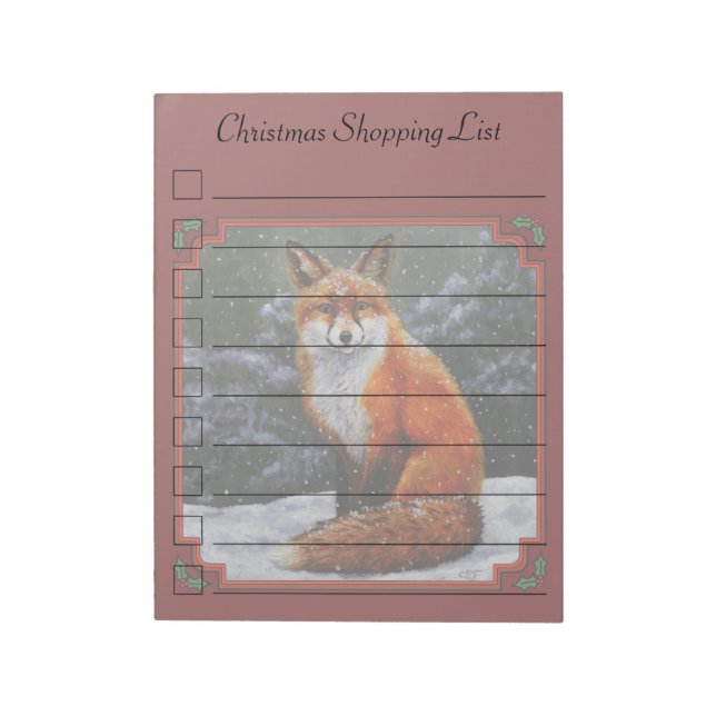 Cute Red Fox in Winter Snow Notepad (Rotated)