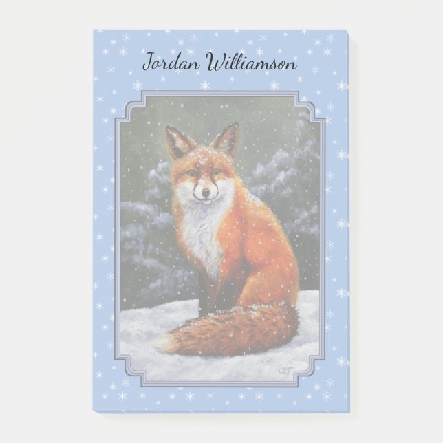 Cute Red Fox in Winter Snow Post-it Notes (Front)