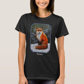 Cute Red Fox in Winter Snow T-Shirt