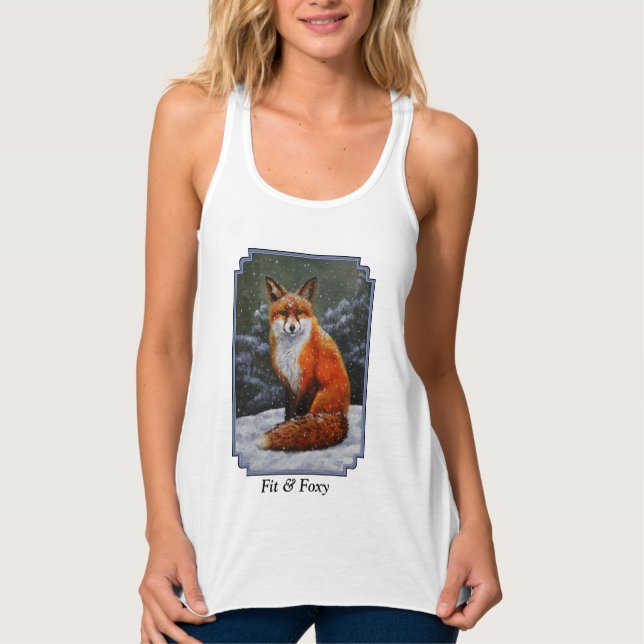 Cute Red Fox in Winter Snow Tank Top (Front)