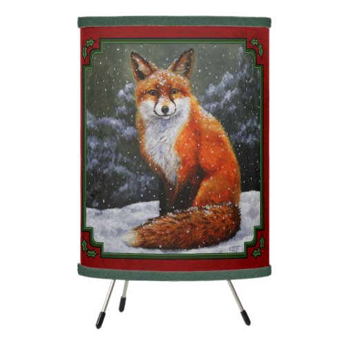 Cute Red Fox in Winter Snow Tripod Lamp