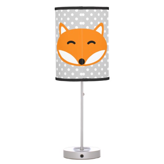 Cute red fox kids lamp with grey white polka dots (Back)