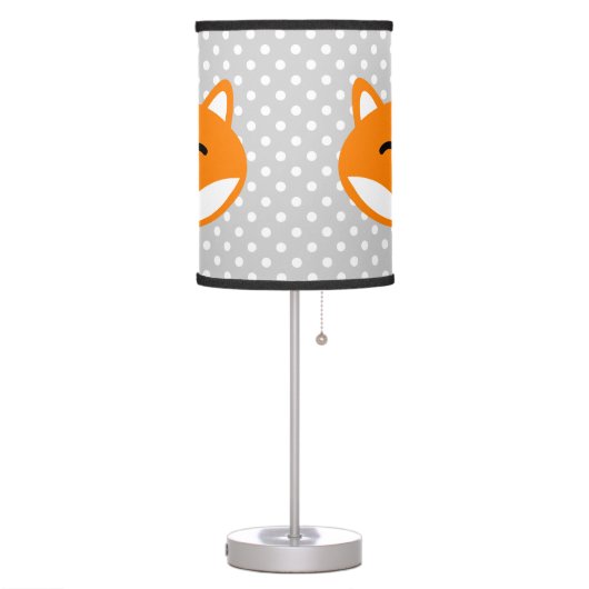 Cute red fox kids lamp with grey white polka dots (Left)