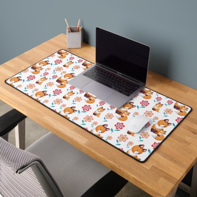 Cute red fox mother with baby Mother's day Desk Mat (Office 2)
