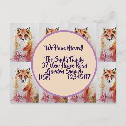 Cute Red Fox New Address Postcard We Are Moving Postcard