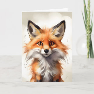 Cute Red Fox Nursery Portrait Blank Greeting Card