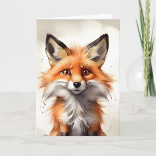 Cute Red Fox Nursery Portrait Blank Greeting Card 