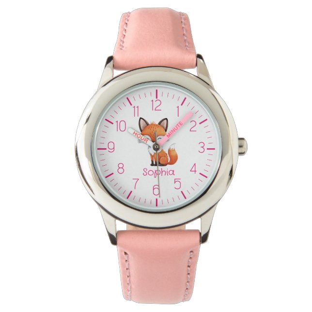 Cute Red Fox Personalized Kid's Watch    (Front)