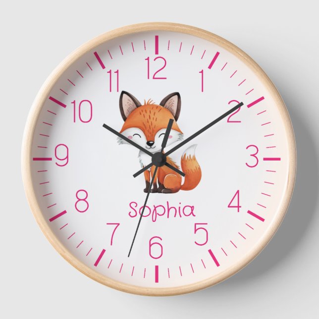 Cute Red Fox Personalized Kid's Watch    Clock (Front)
