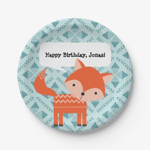 Cute Red Fox Personalized Party Plates