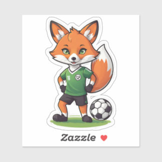 Cute Red Fox Playing Soccer Sticker