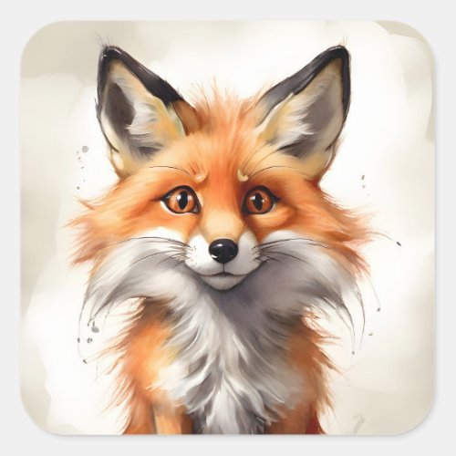Cute Red Fox Portrait Journal Notebook Laptop Square Sticker