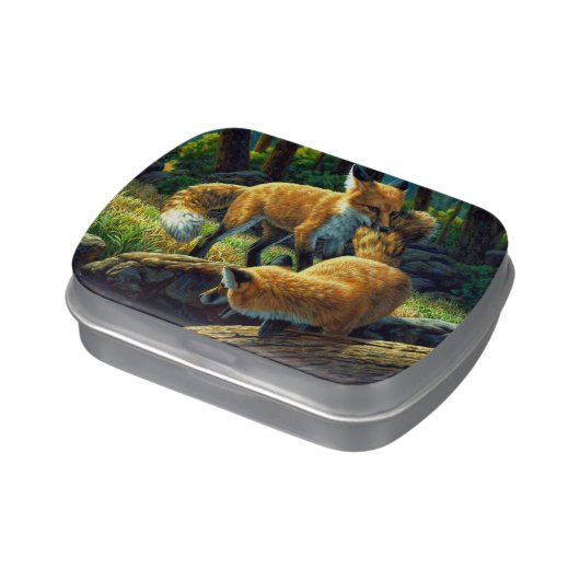 Cute Red Fox Pups Playing Candy Tin (Side)