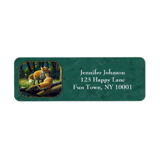 Cute Red Fox Pups Playing Label