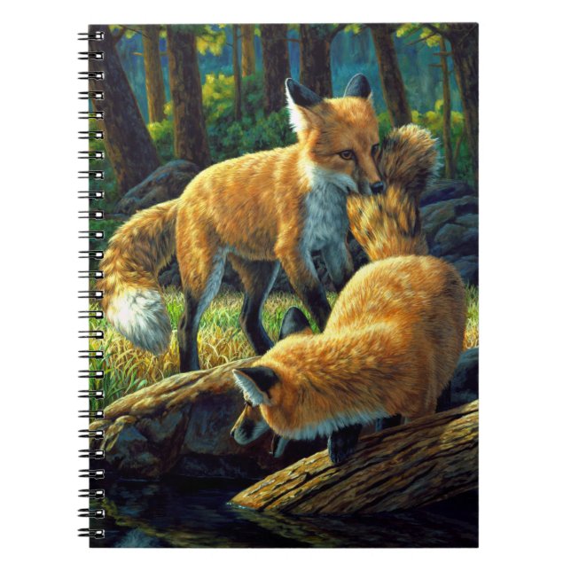 Cute Red Fox Pups Playing Notebook (Front)