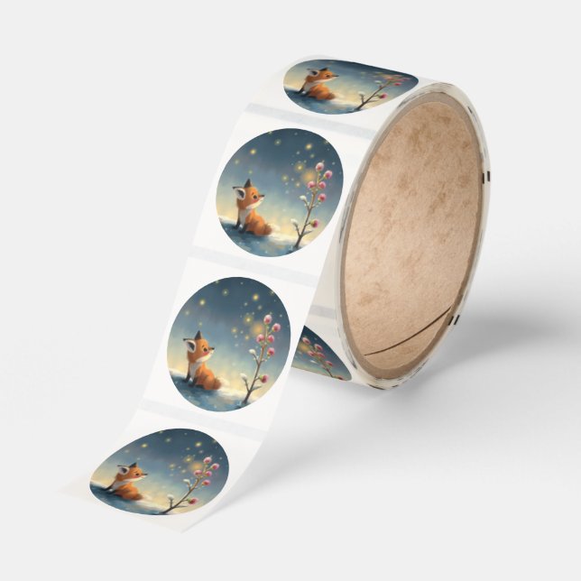 cute red fox ready for Christmas Classic Round Sticker (Roll)