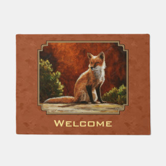 Cute Red Fox Sitting In The Sun Doormat