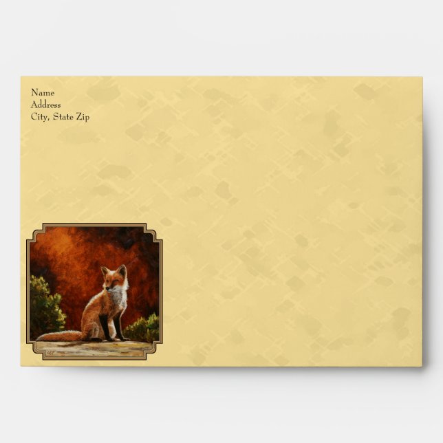 Cute Red Fox Sitting In The Sun Envelope (Front)