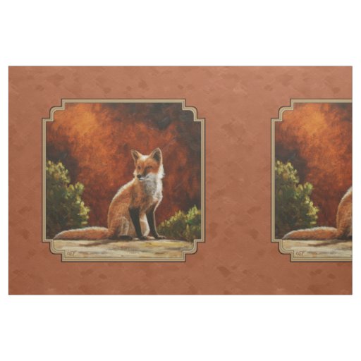 Cute Red Fox Sitting In The Sun Fabric