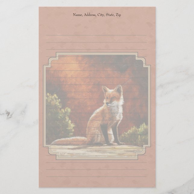 Cute Red Fox Sitting In The Sun Stationery (Front)