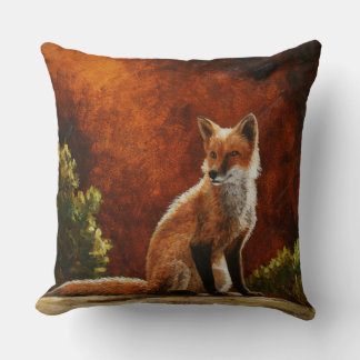Cute Red Fox Sitting In The Sun Throw Pillow