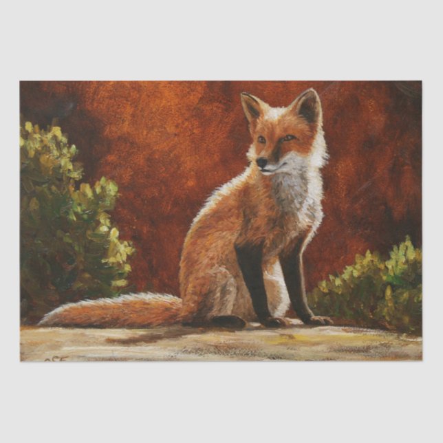 Cute Red Fox Sitting In The Sun Tissue Paper (Front)