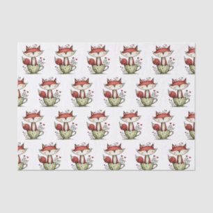 Cute Red Fox Teacup Whimsical Woodland Tissue Paper