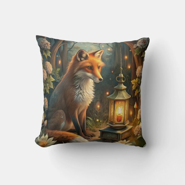 Cute Red Fox Throw Pillow (Front)