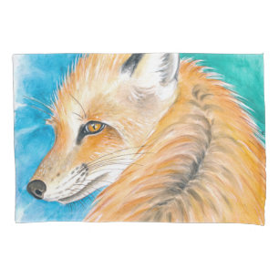 Cute red Fox Watercolor Art Pillow Case