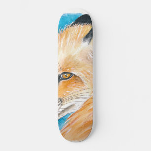 Cute red Fox Watercolor Art Skateboard