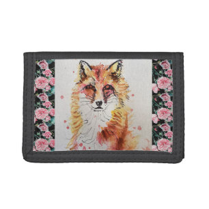 Cute Red Fox Watercolor Girls Ladie Tri-fold Wallet