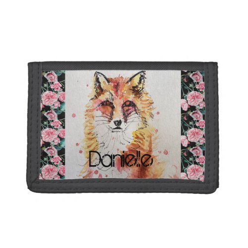 Cute Red Fox Watercolor Girls Ladie Trifold Wallet