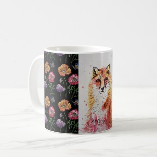 Cute Red Fox Watercolor Painting Mug Orange